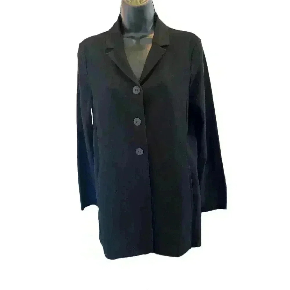 Eileen Fisher Black Button Down Cardigan Coat - size Small